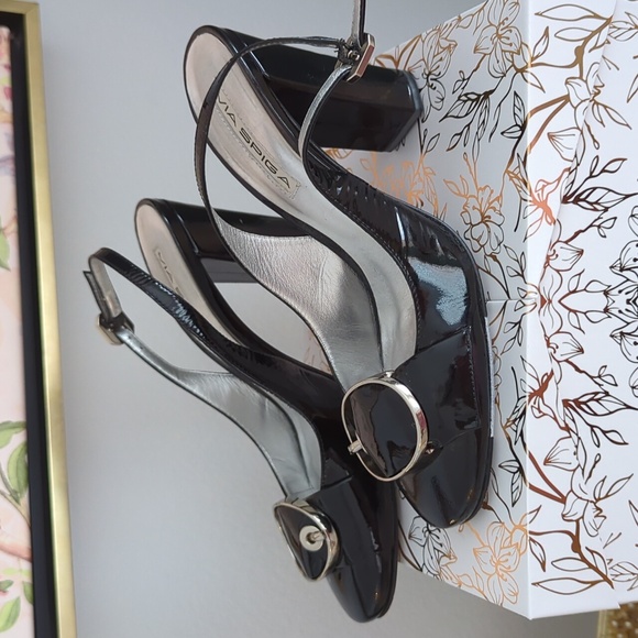 Via Spiga black patent leather slingback heels - Picture 3 of 8